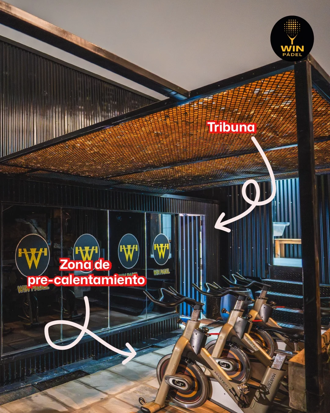 Publicación de WIN que muestra la zona de precalentamiento y la tribuna